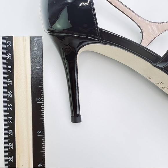 SJP Sarah Jessica Parker Size 40.5 10.5 Black Patent Leather Pump Heels Shoes - Picture 13 of 15